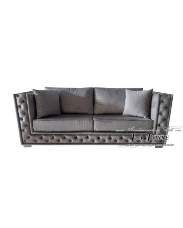 Divano letto 2 posti rete e materasso Chesterfield moderno ecopelle o velluto qualsiasi colore swarovski AZ55