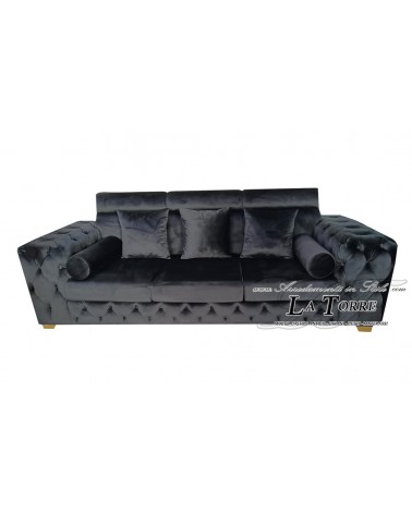 Divano letto 3 posti rete e materasso Chesterfield moderno ecopelle o velluto qualsiasi colore swarovski AZ56