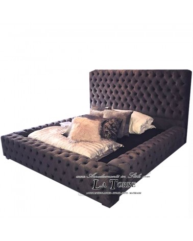 Letto Matrimoniale contenitore Moderno velluto ecopelle qualsiasi colore Richard