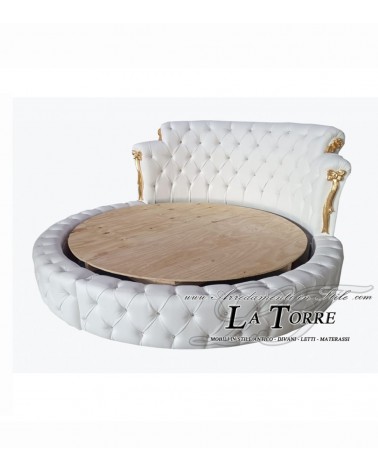 Letto Matrimoniale rotondo con rete moderno velluto o ecopelle Swarovski qualsiasi colore Bangkok