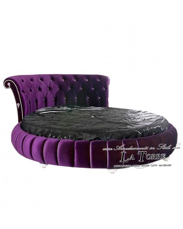 Letto Matrimoniale rotondo contenitore Moderno velluto o ecopelle qualsiasi colore Mahmood