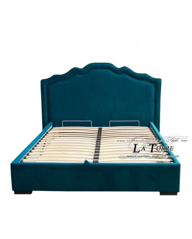 Queensize-Bett mit Stauraum, moderner Samt oder Kunstleder, jede Farbe, Lauro