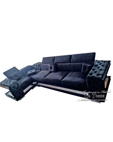 Divano 5 posti design moderno con penisola con o senza rete materasso ecopelle o velluto qualsiasi colore AZ56