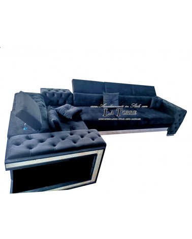 5-Sitzer-Sofa im modernen Design mit Halbinsel, mit oder ohne Untergestell, Matratze, Öko-Leder oder Samt, jede Farbe, AZ56