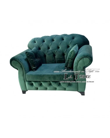 Armchair sofa Net and mattress chesterfield with armrests baroque velvet or eco-leather any color Swarovski buttons AZ01
