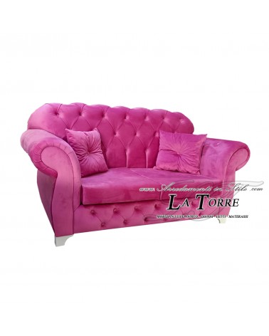 Divano 2 posti rete e materasso Chesterfield moderno ecopelle o velluto qualsiasi colore swarovski AZ02