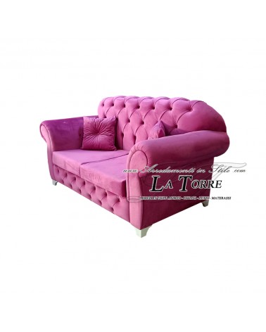 Divano 2 posti rete e materasso Chesterfield moderno ecopelle o velluto qualsiasi colore swarovski AZ02