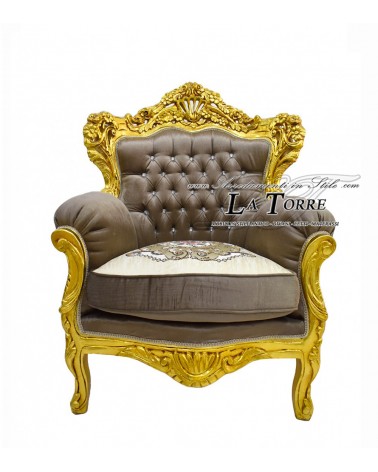 Chair Armchair Germany Baroque Throne gold Velvet, swarovski AL3034