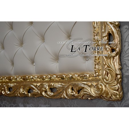 Coat rack with perforated frame wall coat hanger baroque gold eco-leather champagne GG