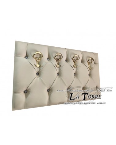 Wall coat hanger capitonné coat stand white faux leather swarovski