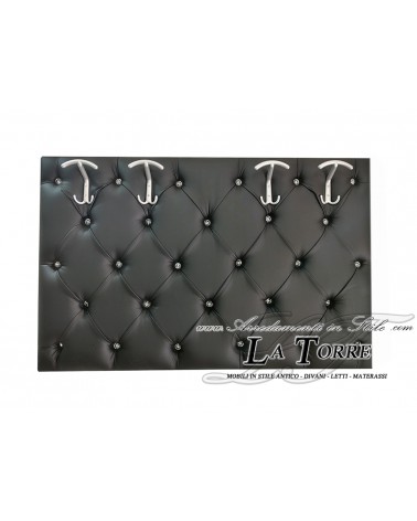 Wandgarderobe, Capitonné-Garderobenständer, weißes Kunstleder, Swarovski-Kristalle
