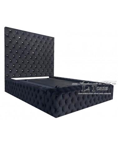 Letto Matrimoniale king size contenitore Moderno velluto ecopelle nero qualsiasi colore David