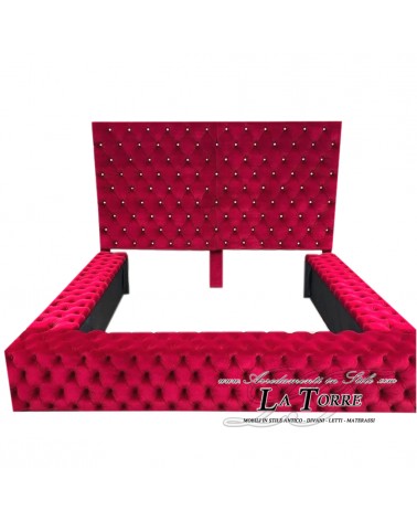 Modernes Doppelbett David mit Stauraum in rotem Kunstleder-Samt, jede Farbe