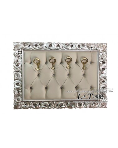 Wall Coat Rack Baroque Coat Stand Silver Ivory Faux Leather Swarovski 1135