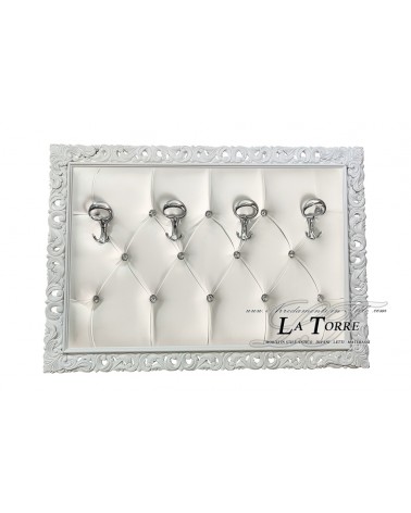 Coat rack with perforated frame wall mounted coat rack baroque white white eco-leather 1135
