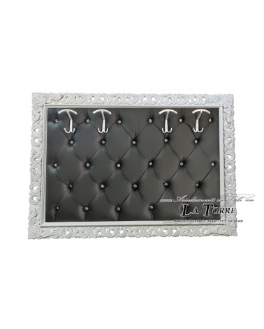 Coat rack with perforated frame wall mounted baroque coat stand white black eco-leather 1135