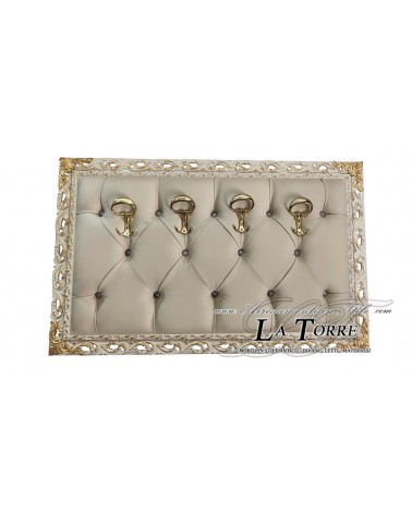 Appendiabiti con cornice traforata da muro attaccapanni barocco avorio con particolari oro ecopelle avorio GG