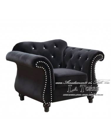 Sofa Armchair with net and modern mattress eco-leather or velvet any color Swarovski AZ58