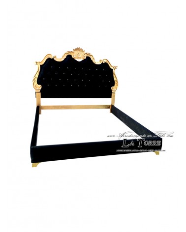 Letto Matrimoniale  king size contenitore ecopelle o vellutino Barocco in legno qualsiasi colore Fabiola
