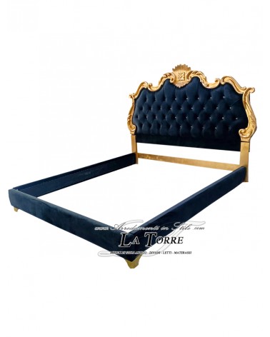 Letto Matrimoniale  king size contenitore ecopelle o vellutino Barocco in legno qualsiasi colore Fabiola