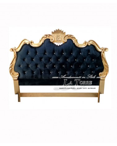 Headboard Double Bed Baroque eco-leather or wood fabric any color Fabiola