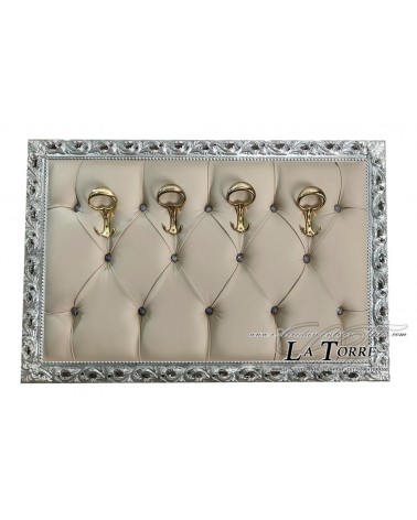 Appendiabiti da muro attaccapanni barocco Argento ecopelle avorio Swarovski GM224