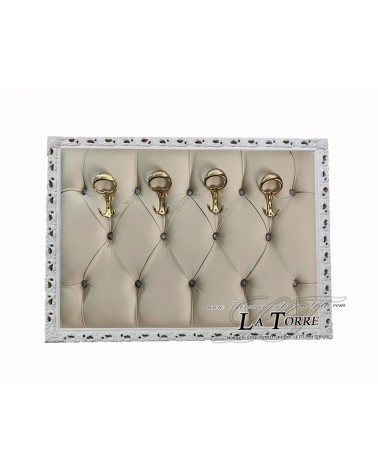 Wall coat rack baroque coat stand white ivory faux leather Swarovski GM224