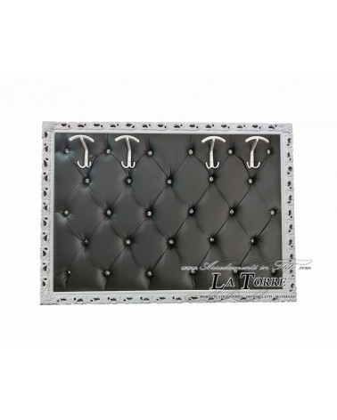 Wall coat rack baroque coat stand white black faux leather Swarovski GM224