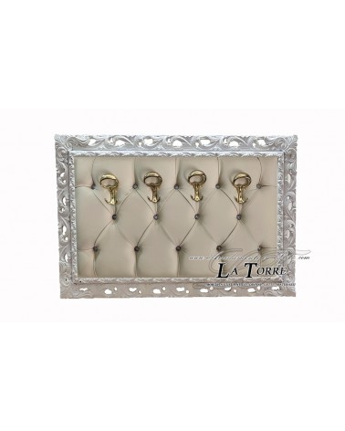 Wall coat rack baroque coat stand white faux leather ivory Swarovski GGB