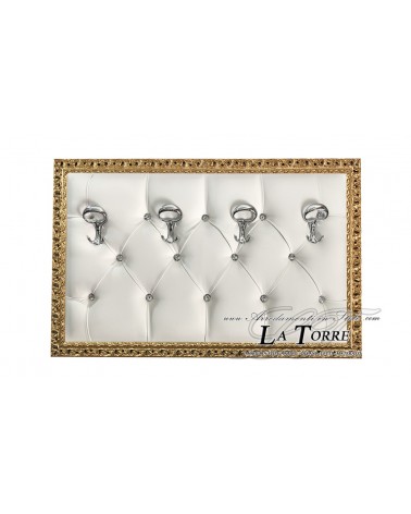 Wall coat rack baroque coat stand gold white eco-leather perforated frame 313