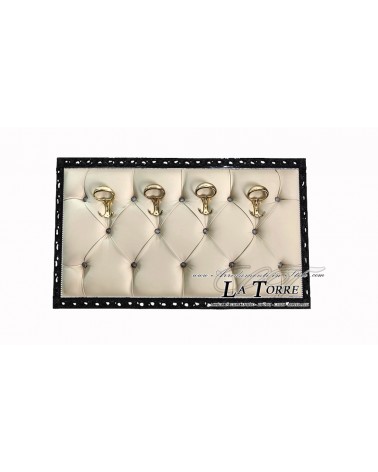 Garderobenständer mit perforiertem Rahmen, barocker Garderobenständer, schwarz, elfenbeinfarbenes Kunstleder Gm224
