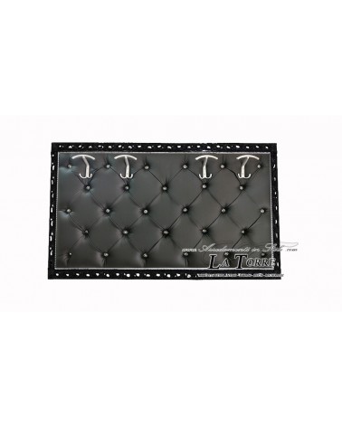 Coat rack with perforated frame wall mounted baroque coat rack black black eco-leather Gm224