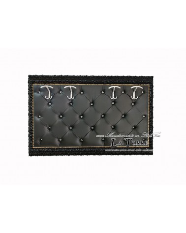 Coat rack with perforated frame wall mounted baroque coat rack black black eco-leather Madrid/N