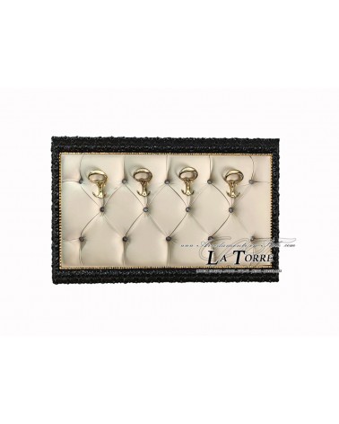 Coat rack with perforated frame wall mounted baroque coat stand black ivory eco-leather Madrid/N