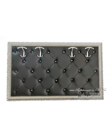 Coat rack with perforated frame wall coat hanger baroque ivory and gold black eco-leather Madrid