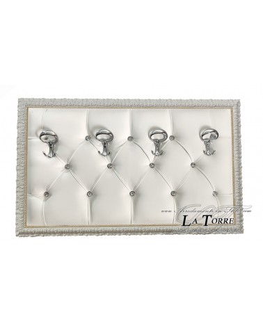 Coat rack with perforated frame wall coat hanger baroque ivory and gold white eco-leather Madrid
