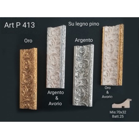 Cornice classica moderna quadro su misura legno argento anticato P413
