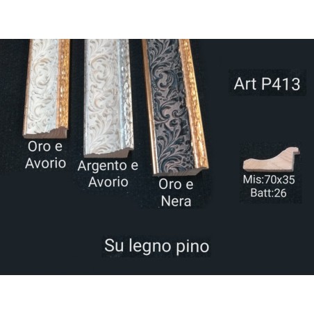 Cornice classica moderna quadro su misura legno argento lucido P413