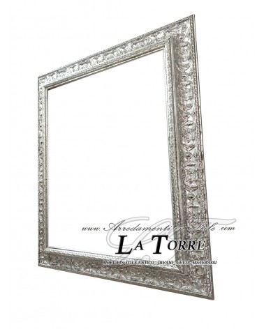 Cornice classica moderna quadro su misura legno argento lucido P413