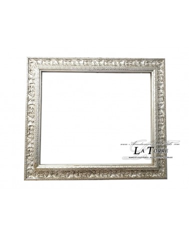 Cornice classica moderna quadro su misura legno argento lucido P413