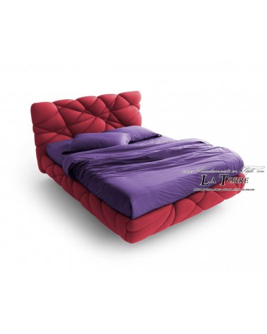 Marvin Modernes Queensize-Bett mit Stauraum in rotem Kunstleder-Samt, jede Farbe