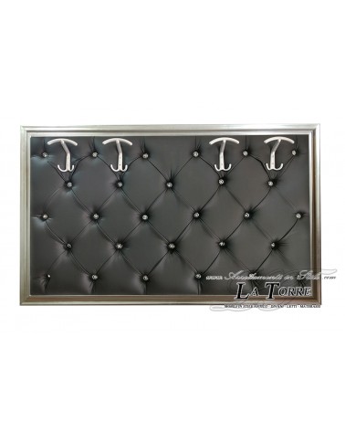 Coat rack with perforated frame for wall classic coat hanger silver eco-leather ivory Reverse