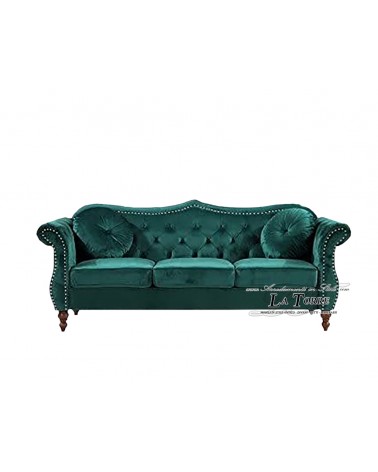 3 seater sofa bed and mattress modern living room eco-leather green velvet Swarovski buttons AZ61