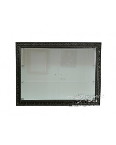 Vetrina sospesa da parete con ante in vetro stile Barocco cornice classica portabottiglie su misura VTD621N