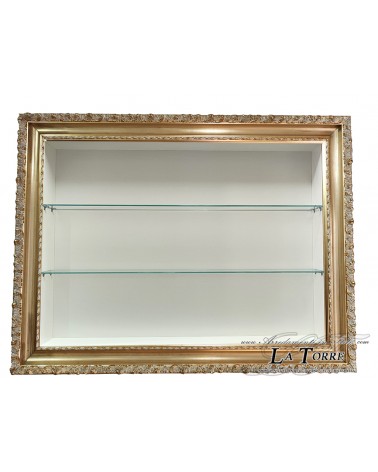 copy of Vetrina sospesa da parete bacheca stile Barocco cornice argento box porta tv su misura VTD621