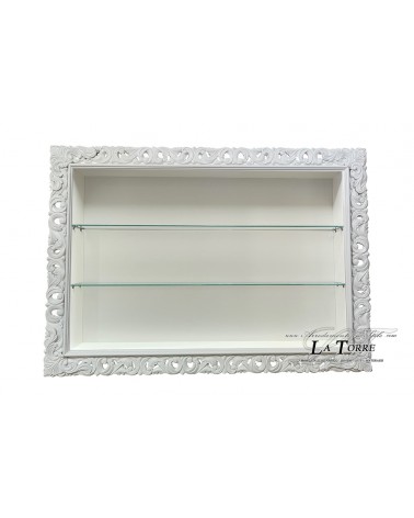 Wandvitrine im Barockstil mit perforiertem Rahmen, TV-Box und Flaschenhalter, Sonderanfertigung VT1135B