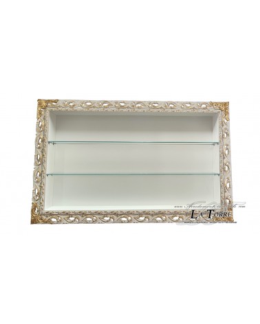 Wandvitrine im Barockstil mit perforiertem Rahmen, TV-Box, Flaschenhalter, maßgefertigtem Bücherregal VTGGAVoroX