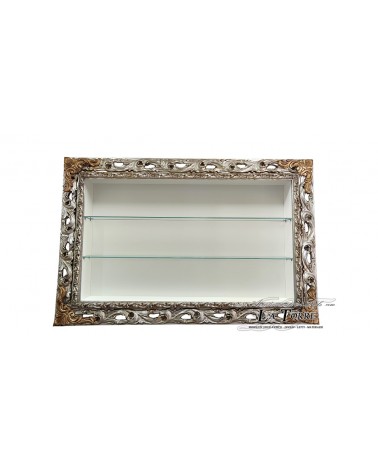 Wandvitrine im Barockstil mit perforiertem Rahmen, TV-Ständer, Flaschenhalter, maßgefertigtes Bücherregal, VTGGAO