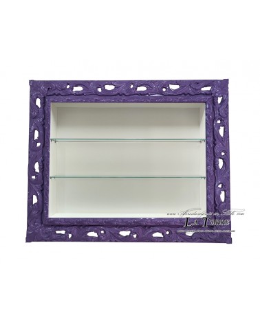 Vetrina sospesa da parete stile Barocco cornice traforata box TV portabottiglie libreria su misura VTGGV