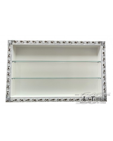 Wall-mounted display cabinet Baroque style showcase white and silver perforated frame custom-made TV stand VTGM224BA